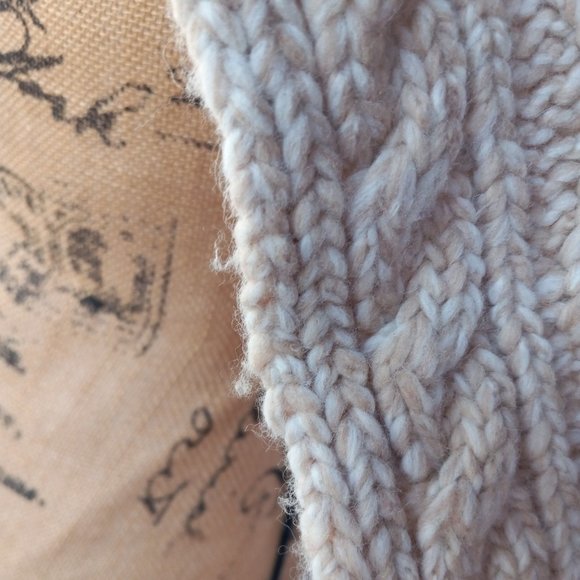 NWT Banana Republic Italian Wool Blend Chunky Cable Knit Scarf Oatmeal Beige - Picture 11 of 11